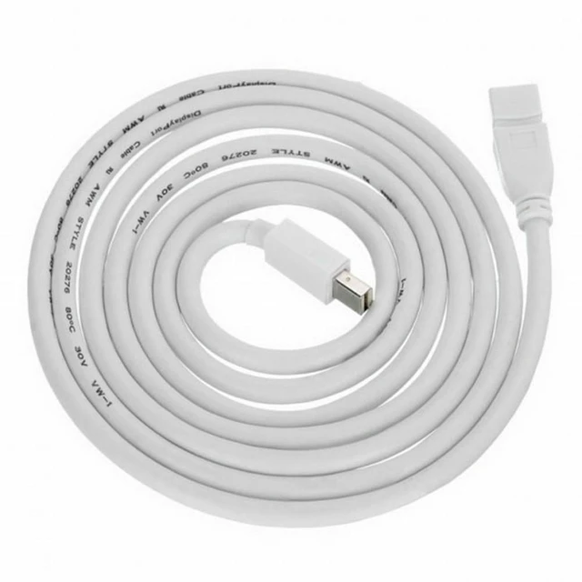 Alt view image 2 of 7 - Mini DisplayPort Male to Mini DP Female Extension Cable 1.8m 6ft 180cm White for Any mDP Connection Not Compatible with Thunderbolt