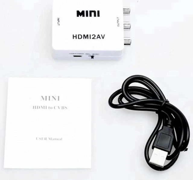 Alt view image 7 of 7 - 1080P Mini HDMI to RCA Converter HDMI to CVBS AV Composite Audio Video Adapter NTSC PAL Plug and Play Digital Analog Signal Converter with Stable Output for HDTV and Old TV