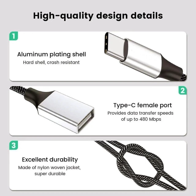 Alt view image 2 of 7 - 0.8FT USB-C Male to Dual USB-A 2.0 Female OTG Splitter Adapter 2-Port Type-C Hub for Phones Laptops & Game Consoles Plug and Play 480Mbps Data Transfer for Android Windows & macOS OTG Support