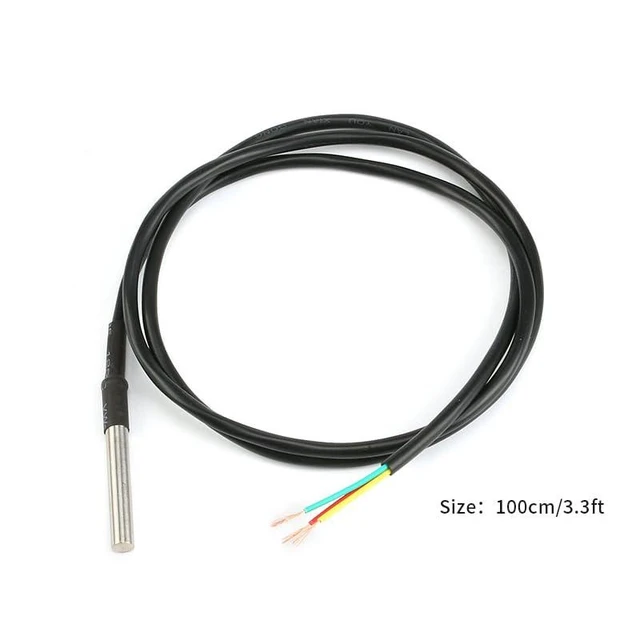 Alt view image 2 of 5 - 3pcs DS18B20 Temperature Sensor Waterproof Stainless Steel TO-92 Probe with 1 Meter Lead 3V-5.5V Working Voltage -55°C to +125°C Temperature Range 4.7K Pull-Up Resistor for Cold Storage Monitoring