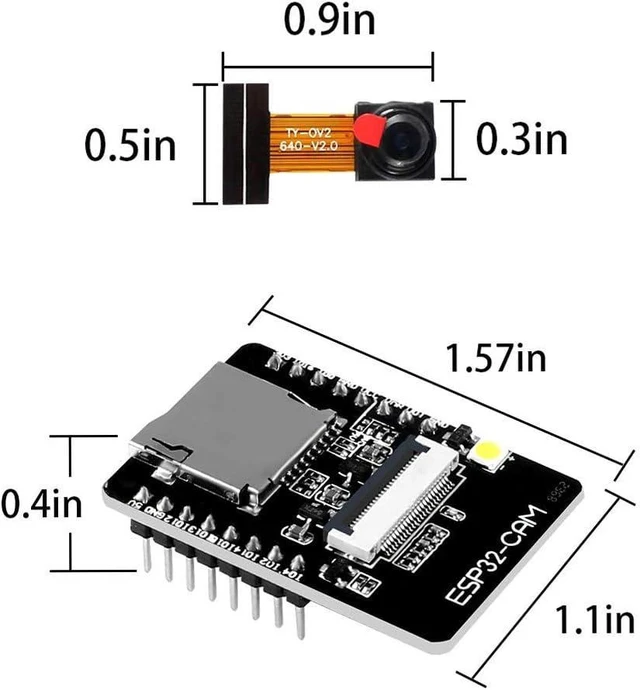 Alt view image 3 of 5 - ESP32-CAM Camera WiFi Bluetooth 4.2 Development Board with OV2640 2MP Camera Module 4M PSRAM Dual-core 32-bit CPU Supports Image Upload via WiFi UART SPI I2C PWM ADC DAC for IoT 1PCS