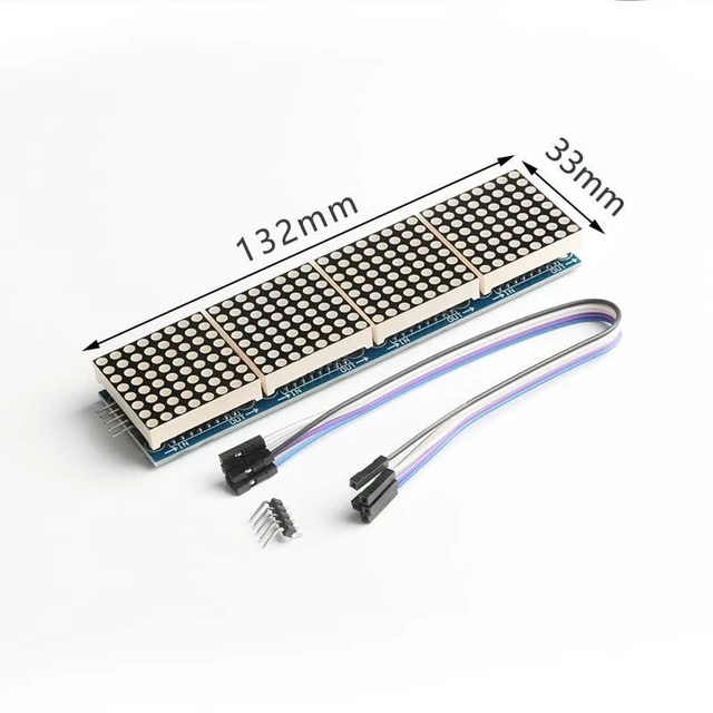 Alt view image 5 of 5 - 1Pc MAX7219 4-in-1 8x8 Common-Cathode LED Dot Matrix Display Module Serial Input Output 5V Cascadable Brightness Control 132x33x13 mm for MCU DIY Electronics Projects Scrolling Text