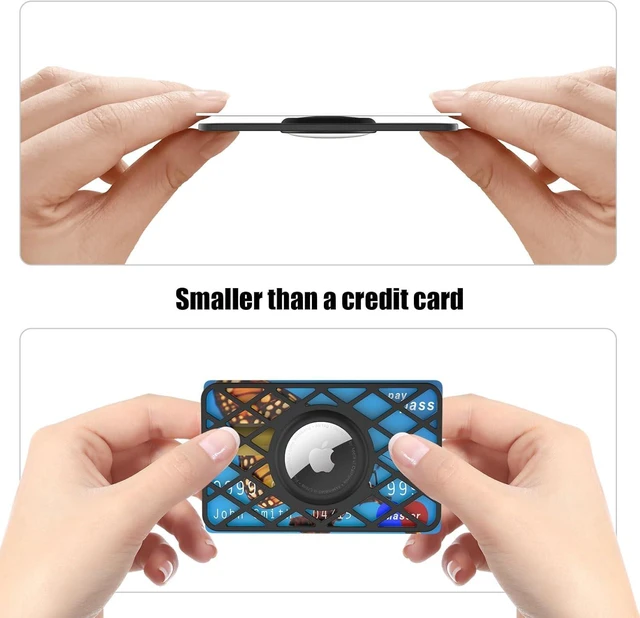 Alt view image 3 of 7 - 2 Pack AirTag Holder Wallet Slim Card Case Keychain Compatible with AirTag 0.1 inch Thickness Ultra Thin ABS Credit Card Size for Purse Handbag Backpack Wallet Clutch Bag Black