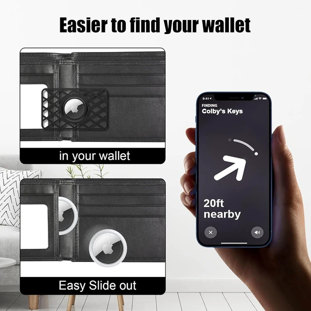 Alt view image 5 of 7 - 2 Pack AirTag Holder Wallet Slim Card Case Keychain Compatible with AirTag 0.1 inch Thickness Ultra Thin ABS Credit Card Size for Purse Handbag Backpack Wallet Clutch Bag Black