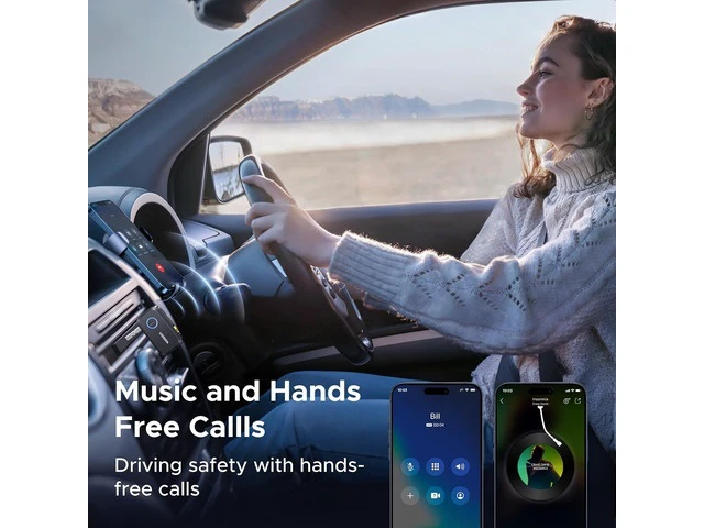 Alt view image 13 of 14 - Bluetooth 6.0 Receiver for Car with LDAC AI Noise Cancelling 3.5mm AUX Bluetooth Car Adapter Hi-Res Wireless Audio Receiver for Home Stereo/Wired Speaker with Hands-Free Call 15H Battery Life