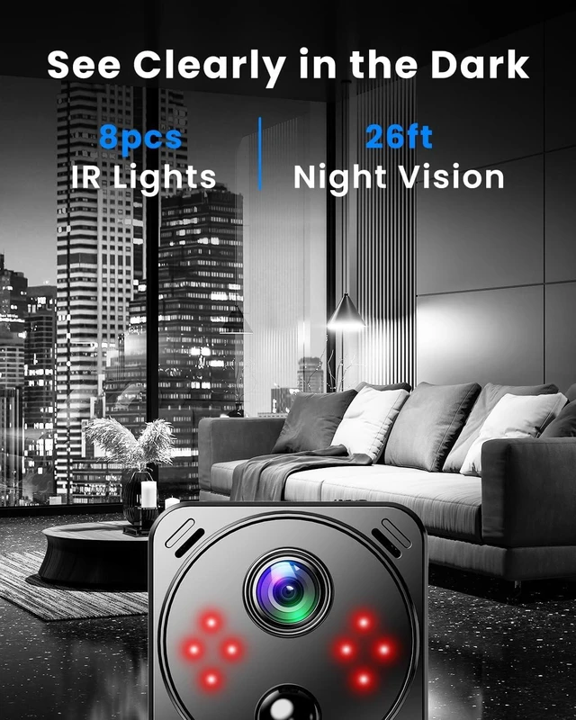 Alt view image 5 of 7 - V30 4K Mini Hidden Camera Dual-Band 2.4/5GHz WiFi Indoor Security Camera AI Human Detection Night Vision Cloud/SD Storage 3000mAh Battery Up to 150 Days Standby 150° View 5x Digital Zoom