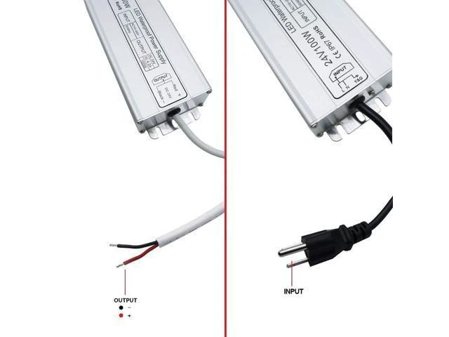 Alt view image 6 of 7 - 100W IP67 Waterproof LED Power Supply Driver AC 110-260V to DC 24V 4.2A Low Voltage Transformer Adapter with 3-Prong Plug Non-Dimmable Automatic Protection for LED Lights Computer Projects Outdoor Use