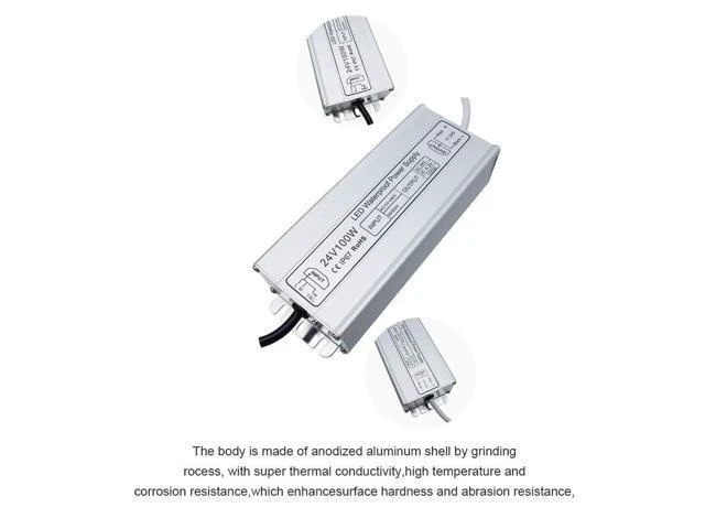 Alt view image 4 of 7 - 100W IP67 Waterproof LED Power Supply Driver AC 110-260V to DC 24V 4.2A Low Voltage Transformer Adapter with 3-Prong Plug Non-Dimmable Automatic Protection for LED Lights Computer Projects Outdoor Use