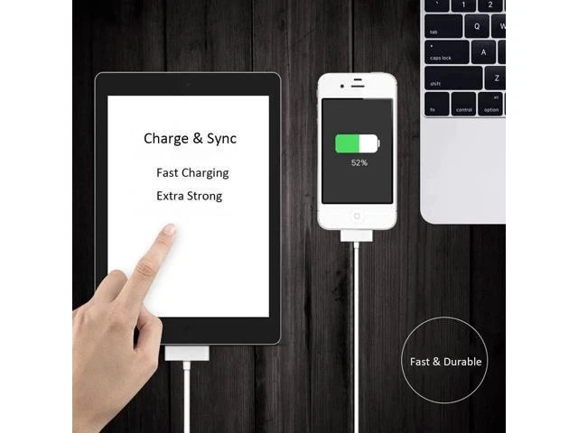 Alt view image 3 of 7 - 30-Pin Charger Cable USB Fast Charge & Sync Charging Cord Compatible with iPhone 4 4S 3GS iPad 1st 2nd 3rd Generation Durable Extra Strong Ultra-Resistant for Legacy Devices 3.3 Feet 1-Pack