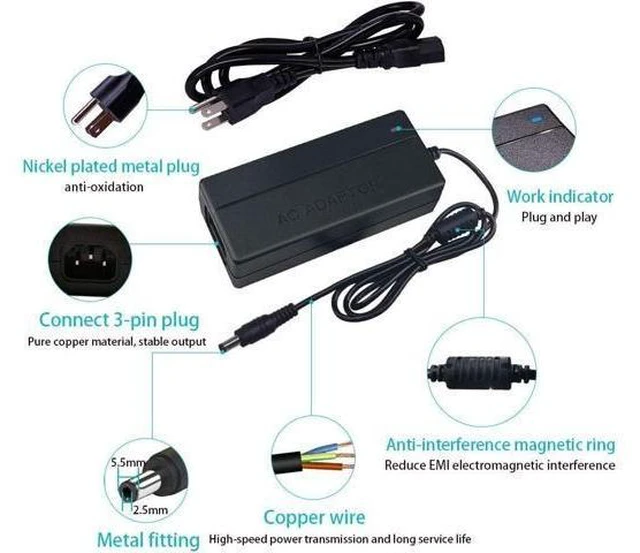 Alt view image 2 of 7 - 12V 4A 48W AC/DC Power Adapter Power Supply with 5.5x2.1mm DC Plug 100-240V 50/60Hz Input Voltage Current Short-Circuit & Thermal Protection for LCD Monitors and LED Strip Lights