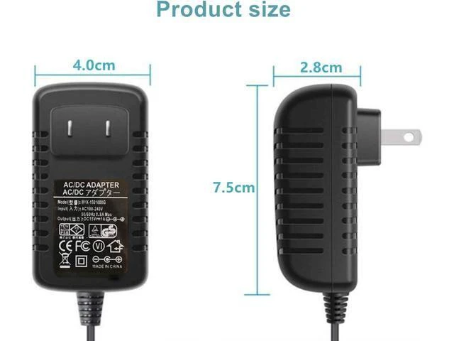 Alt view image 4 of 7 - Universal AC-DC Power Adapter 15V 1A 15W AC100V-240V 50/60Hz Input DC15V 100mA-1000mA Output 5.5mm x 2.1mm Plug with 8 DC Plug Adapters Inner Positive Outer Negative