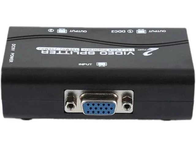 Alt view image 2 of 6 - 1X2 VGA Splitter 1 Input 2 Output 2 Port High Resolution Video Splitter HUB 250MHz 1920x1440@60Hz DDC DDC2 DDC2B Compatible 100ft/30m Transmission 3 Daisy Chained for Computer Monitors