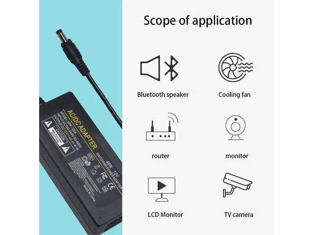 Alt view image 6 of 7 - 12V 4A 48W AC/DC Power Adapter Power Supply with 5.5x2.1mm DC Plug 100-240V 50/60Hz Input Voltage Current Short-Circuit & Thermal Protection for LCD Monitors and LED Strip Lights