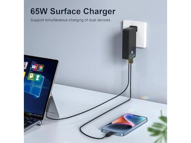 Alt view image 5 of 5 - 65W Charger with 6FT Power Cord 100-240V 50/60Hz Input 15V-4A Output USB 5V-1A 5W Port Thermal Control Overload Cut-Off Short Circuit Protection for Tablets & Laptops Supports 44W 36W