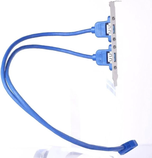 Alt view image 3 of 3 - 1Pc PCI Slot Bracket Cable Motherboard 20Pin to USB 3.0 Female Adapter Full Size Back Panel Header Connector 5Gbps Plug and Play No Driver Required for Desktop PC