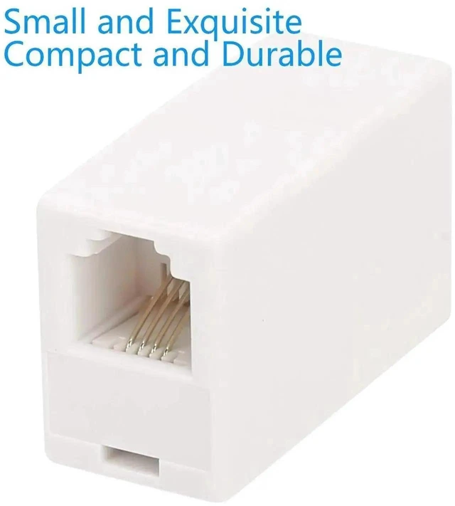 Alt view image 4 of 7 - RJ11 6P4C Female to Female Inline Coupler Straight Telephone Cable Connector for Cord Splicing and Landline Phone Extension Straight-Through Wiring Insulated Housing No Tools White 2 Pack