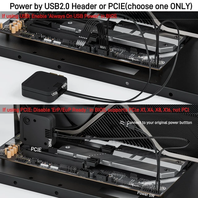 Alt view image 3 of 6 - Remote PC Power Switch, Desktop ON Off Power Button, Wireless PC Power Button for Computer Motherboard (Black)