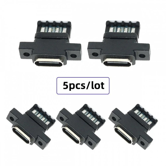 Alt view image 2 of 7 - 5pcs/set DIY OEM Type-C Female Socket Connector to 6Pin PCBA Pinout Vertical Screw Mount DC 5V/20V PD Power USB 2.0 480Mbps 65W Max Reversible Plug Orientation for Cabinet Devices