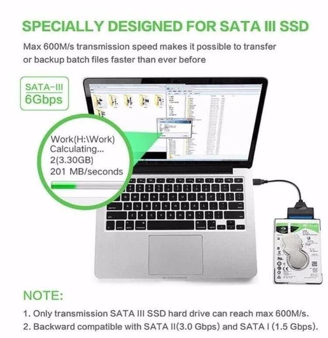 Alt view image 4 of 4 - USB 3.0 to 2.5-Inch SATA III Hard Drive Adapter Cable UASP Converter for Samsung 870 EVO SATA III SSD 2.5-Inch Internal Solid State Drive 250GB 500GB 1TB 2TB 4TB USB 2.0 and 1.0 Bus Compatible