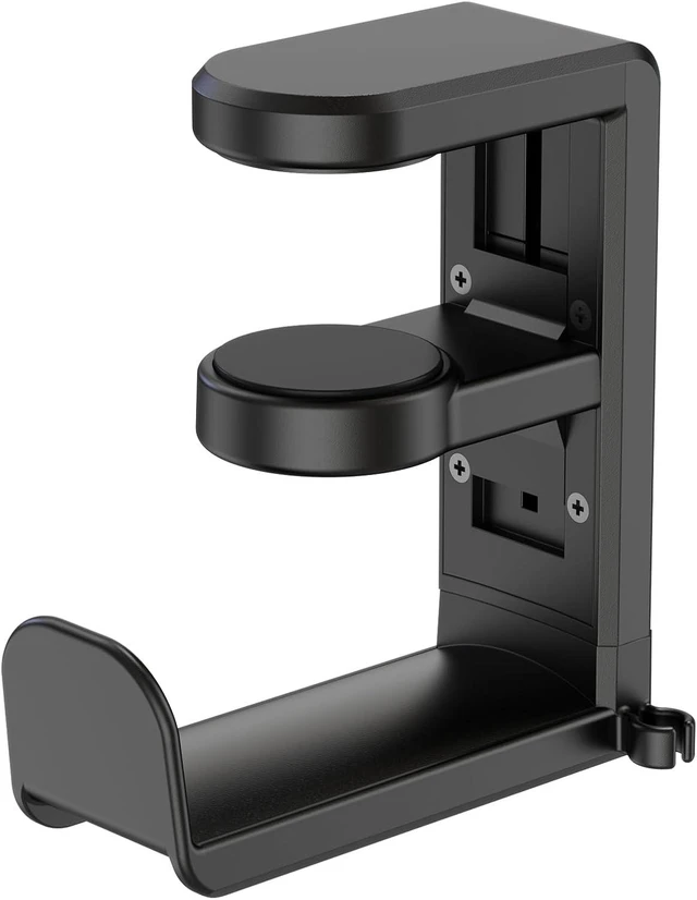 Main image of Rotating Headphone Stand Adjustable Clamp-on Headset Holder Hanger with 360-Degree Swivel Arm Cable Organizer and Rubber Pads for 0.31-1.57 Inch Thick Desks and Wired or Wireless Headphones