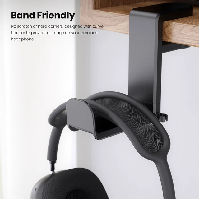Alt view image 5 of 7 - Rotating Headphone Stand Adjustable Clamp-on Headset Holder Hanger with 360-Degree Swivel Arm Cable Organizer and Rubber Pads for 0.31-1.57 Inch Thick Desks and Wired or Wireless Headphones