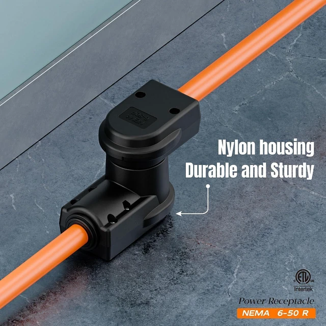 Alt view image 7 of 7 - NEMA 6-50R 50A/250V Welder Female Plug Socket Cord End Receptacle 3-Prong ETL Certified for Welders & Driers Compatible with 12-6AWG 3-Conductor Cords Heavy Duty Black Nylon UL 94-V0 Shell