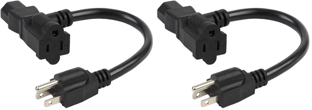Main image of Nema 5-15P Male to C13 and Nema 5-15R Piggyback Power Cord AC Power Cable UL CUL Certified SJT 14AWG 3C 15A 125V Pure Copper for Audio DJ Use 2 Feet/0.6M Pack of 2