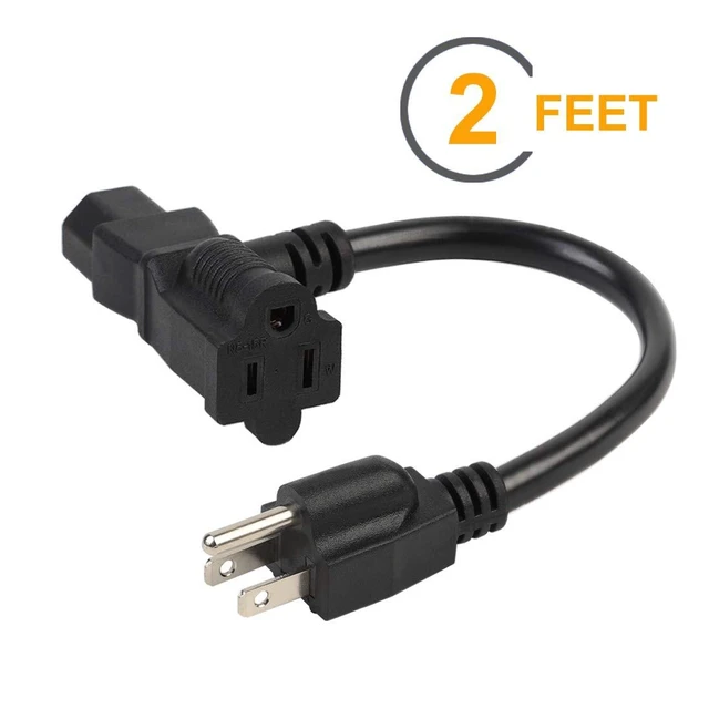 Alt view image 2 of 5 - Nema 5-15P Male to C13 and Nema 5-15R Piggyback Power Cord AC Power Cable UL CUL Certified SJT 14AWG 3C 15A 125V Pure Copper for Audio DJ Use 2 Feet/0.6M Pack of 2