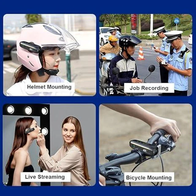 Alt view image 2 of 5 - 4K 30FPS Head-Mounted Wearable Video Camera WiFi Camcorder and Webcam 120° Wide Angle Lens EIS 2.0 Anti-Shake APP Control 2200mA Battery USB-C 8GB-512GB TF Card Support for Vlog Recording