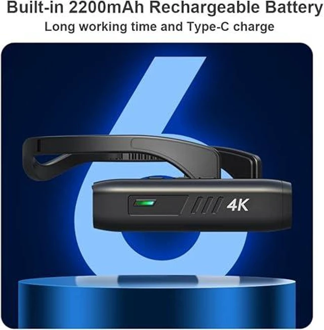 Alt view image 5 of 5 - 4K 30FPS Head-Mounted Wearable Video Camera WiFi Camcorder and Webcam 120° Wide Angle Lens EIS 2.0 Anti-Shake APP Control 2200mA Battery USB-C 8GB-512GB TF Card Support for Vlog Recording