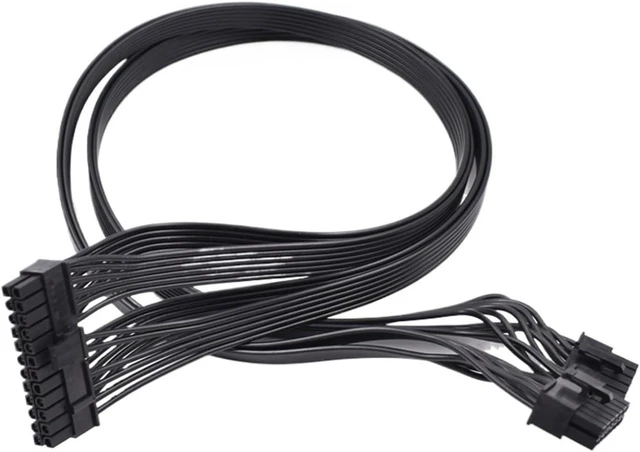 Alt view image 2 of 3 - 18 Pin + 10 Pin to 24 ATX PSU Power Adapter Cable for Standard ATX Motherboard Power Port Conversion and Power Supply Connection UL1007 18AWG Tinned Copper 60cm Black Sleeved