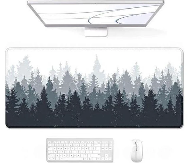 Main image of Large XXL Gaming Mouse Pad Desk Mat Extended Long Desktop Mousepad and Desk Pad for Keyboard and Mice Thin Profile Surface for Desktop Black White Forest 31.5 x 11.8 Inch