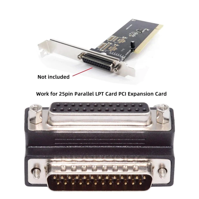 Alt view image 2 of 7 - DB25 25-Pin Male to Female Extension Cable Adapter D-Sub Parallel LPT AES/EBU Connector 90-Degree Upward-Angled Plug-to-Socket Adapter with Male Nuts and Female Screws Two-Row Contacts