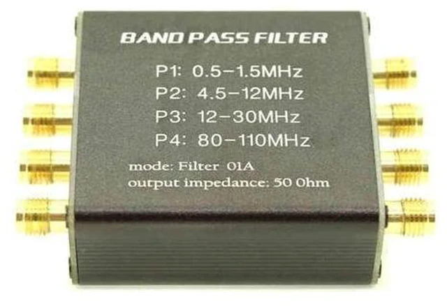 Main image of Malachite Radio Pre-Filter BPF Bandpass Filter with 50 Ohm SMA Socket for Medium-Wave Short-Wave and FM Broadcast Interference Reduction All-Metal Aluminum Shell Radio Accessory