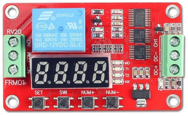 Alt view image 2 of 7 - DC 12V Programmable Time Delay Relay Module On Delay Off Delay Timer with Segment LED Display 0.1s to 270h Range 18 Modes Reverse Protection Auto Power Saving PLC and NPN/PNP Sensor Signal Control