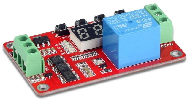 Alt view image 3 of 7 - DC 12V Programmable Time Delay Relay Module On Delay Off Delay Timer with Segment LED Display 0.1s to 270h Range 18 Modes Reverse Protection Auto Power Saving PLC and NPN/PNP Sensor Signal Control