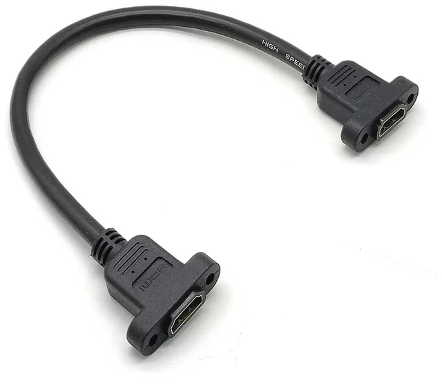 Alt view image 2 of 7 - HDMI Female-to-Female Adapter Coupler Extension Cable Data Transfer Connector High Speed Straight Connectors 1080p 4K Audio Video Support with Screws 30CM