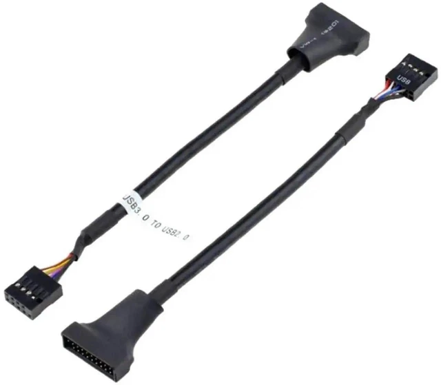 Alt view image 4 of 4 - 20 Pin USB 3.0 Header to 9 Pin USB 2.0 Female to Female Adapter Cable Internal Motherboard Connection Converter Wire for Desktop PC Assembly