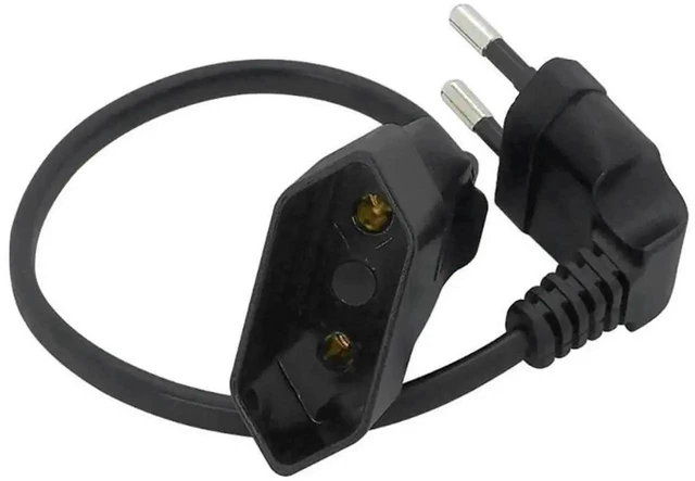 Alt view image 3 of 3 - EU 2-Pin Power Extension Cable 90-Degree Right-Angle Euro Male Plug to Female Socket Cord 0.3m Short European Mains Power Lead for PC PDU Server Cabinet and Desktop Wiring