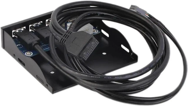 Alt view image 5 of 5 - 3.5 inch PC Bay Front Panel Hub with 2 USB 3.0 and 2 USB 2.0 Ports Type A Motherboard Connection Cable Desktop Drive Bay Interface Expansion Panel Plug and Play 2ft Cable