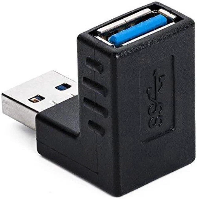 Alt view image 3 of 4 - 90 Degree Right Angle USB 3.0 Male to Female Adapter Coupler 5Gbps High Speed Extension Connector Backward Compatible with USB 2.0 and 1.1 Plug-and-Play for Tight Spaces and Cable Management 3 Pack