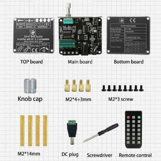 Alt view image 5 of 5 - XY-Y50L 50W+50W Stereo Audio Amplifier Board Bluetooth 5.1 Digital Power Amplifier Module with AUX and USB Input Dual Channel 2.0 HiFi Amp for DIY Speakers Infrared Remote Control DC9-24V