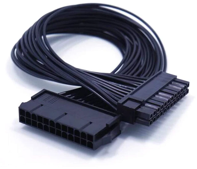 Main image of ATX 24 Pin Motherboard Power Extension Cable Internal PC PSU Male to Female Connector 12.6 Inches / 32cm Secure Clip Latch Removable Cable Ties for Power Supply to Motherboard Connections