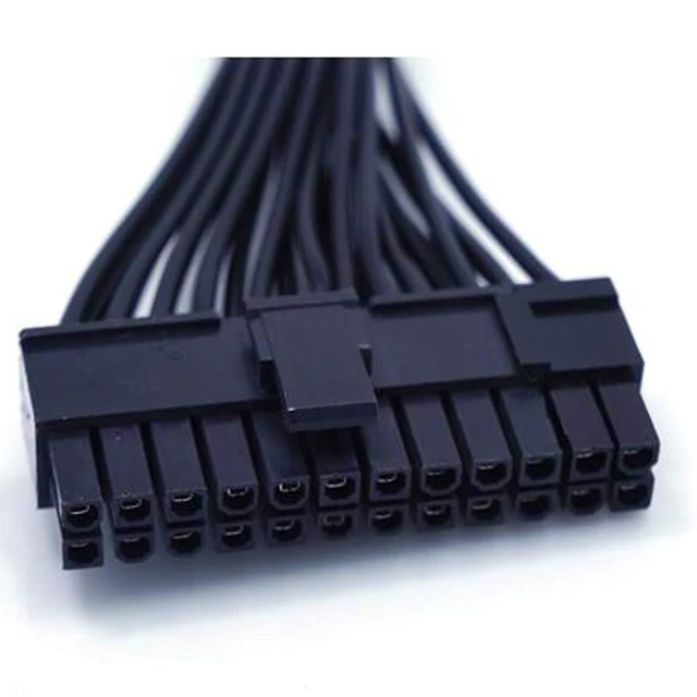 Alt view image 4 of 6 - ATX 24 Pin Motherboard Power Extension Cable Internal PC PSU Male to Female Connector 12.6 Inches / 32cm Secure Clip Latch Removable Cable Ties for Power Supply to Motherboard Connections