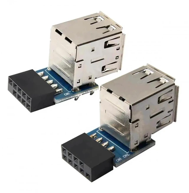 Main image of Vertical Internal USB 2.0 Header Splitter Adapter 9Pin/10Pin Motherboard Header to Dual USB 2.0 Female Port Expansion Connector 480Mbps 2 Pack for ASUS Desktop PC Front Panel