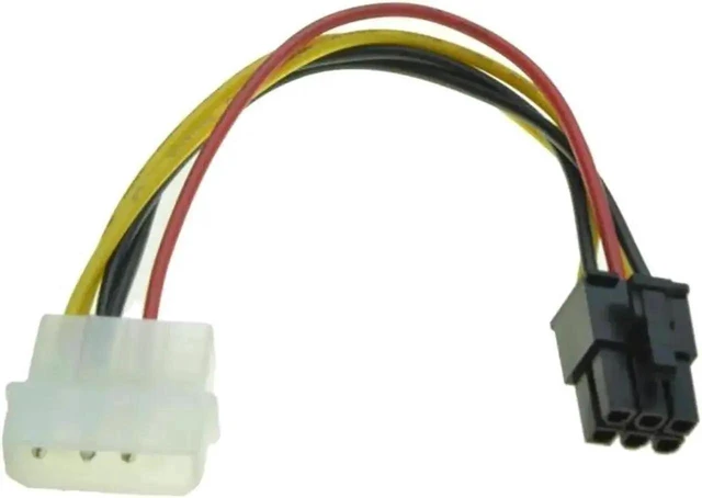 Alt view image 4 of 6 - 6 Pin PCIe Graphics Card Power Adapter Cable 4 Pin Molex Power Supply to GPU Converter Cord with Locking Tabs 12V Plug-and-Play Cable for Desktop Gaming PCs and Workstations