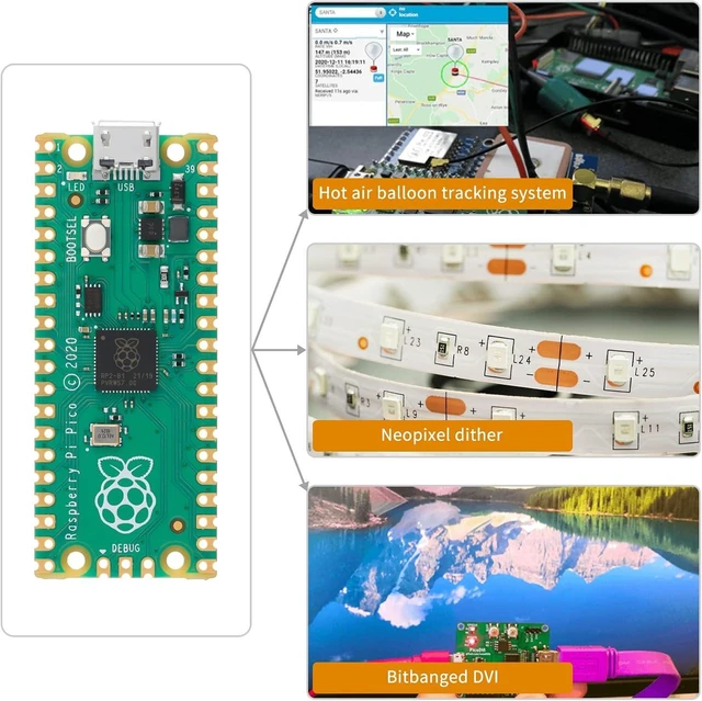 Alt view image 6 of 7 - RP2040 Pico Microcontroller Development Board Dual-Core ARM Cortex M0+ Processor up to 133 MHz 2MB Quad SPI Flash SPI/I2C/UART GPIO USB 1.1 Controller Module C/C++/Python 2 Pack