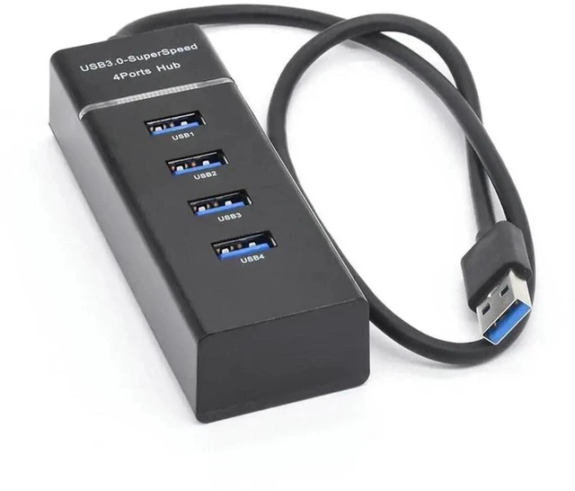 Main image of 4-Port USB 3.0 Hub with LED Indicator 5Gbps High-Speed Data Transfer USB-A Multiport Extender for PC and Laptop Plug-and-Play Splitter with Low-Current Phone Charging