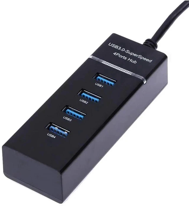 Alt view image 2 of 6 - 4-Port USB 3.0 Hub with LED Indicator 5Gbps High-Speed Data Transfer USB-A Multiport Extender for PC and Laptop Plug-and-Play Splitter with Low-Current Phone Charging