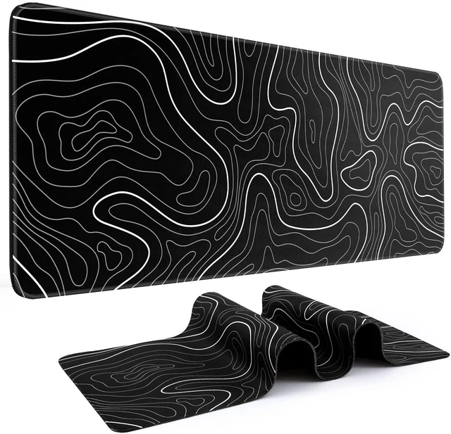 Main image of Extended Gaming Mouse Pad 31.5 x 11.8 in XL Keyboard Mouse Mat and Desktop Protector Smooth Water-Resistant 3 MM Cloth Surface Stitched Edges Anti-Slip Rubber Base Black